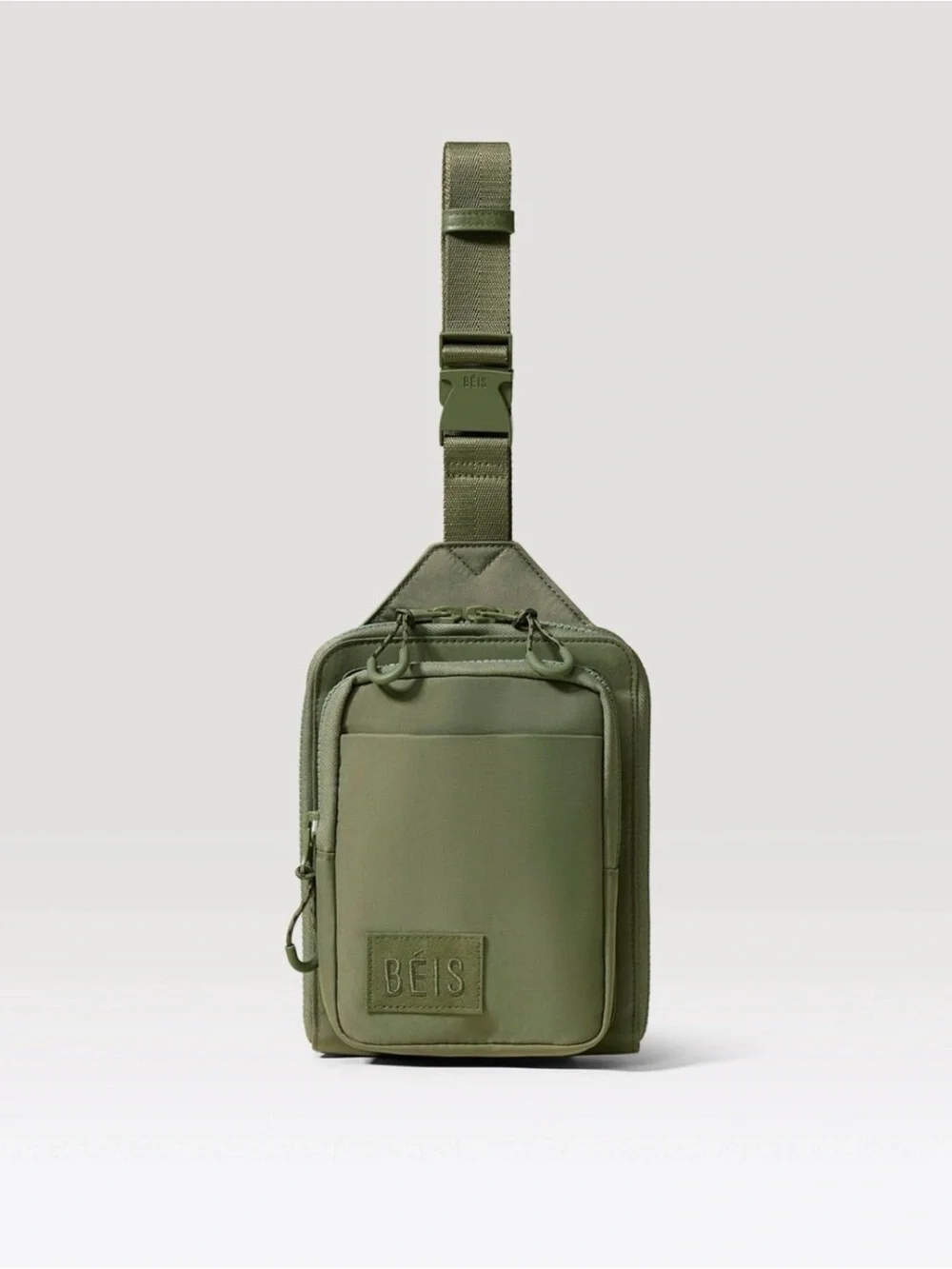 BÉIS The Sport Sling Bag Olive Green Crossbody Travel Multi Pocket Unisex